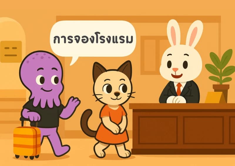 รูปบทความบทสนทนาการจองโรงแรมภาษาอังกฤษ